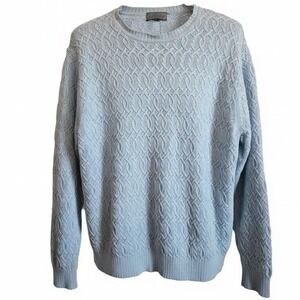 Talbots Mens XL‎ Vintage Cable Knit Sweater Light Blue Cotton Silk Blend Y2K